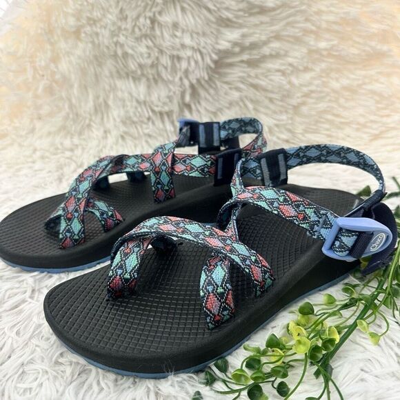 Chaco Z Cloud Outdoor Hiking Sandals Blue/Pink Aztec Print Womens Sz 8 - Picture 3 of 7